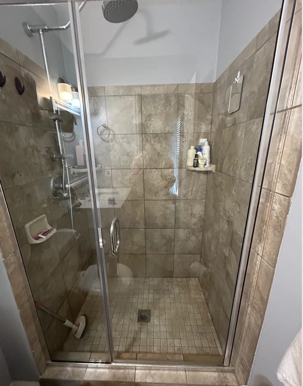 The same glass shower after Kleaning360 detail cleaning